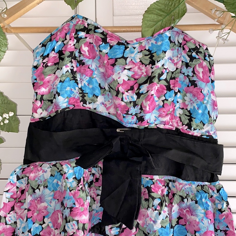 Strapless Floral Ruffle Mini Dress - Picture 3 of 7
